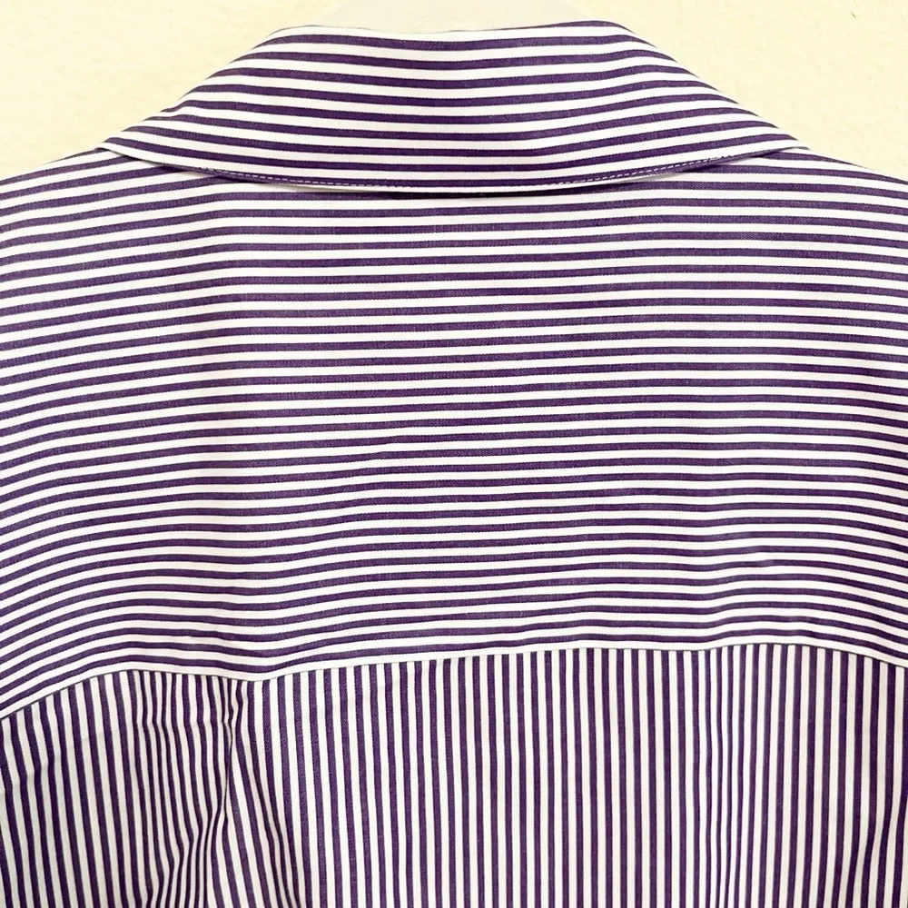 Foxcroft Purple and White Striped Button Down Shirt - Picture 6 of 7